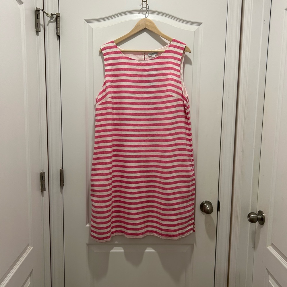 Pink and White Striped Sleeveless Dress